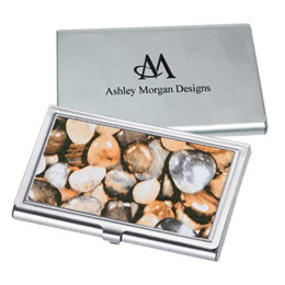 Patterned Business Card Case Stone Promotional Custom Imprinted With Logo