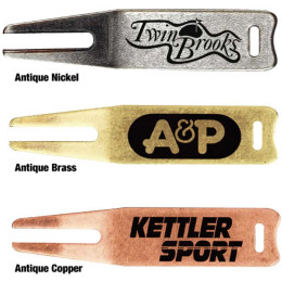 Antique Metal Bent Fork Divot Tool Promotional Custom Imprinted With Logo