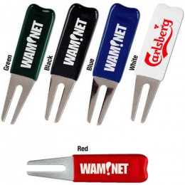 Metal Bent Fork Divot Repair Tool Rubber Coated Promotional Custom Imprinted With Logo