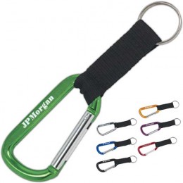8mm Carabiner w/ Black Strap Promotional Custom Imprinted With Logo 8mm Carabiner w/ Black Strap Promotional Custom Imprinted With Logo