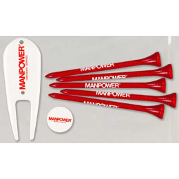 Five 3-1/4 in. Tees, 1 Divot Tool, 1 Ball Marker Promotional Custom Imprinted With Logo
