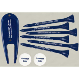 Six 2-3/4 in. Tees, 1 Divot Tool, 2 Ball Markers Promotional Custom Imprinted With Logo