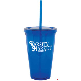 Varsity 16 oz Double Wall Acrylic Tumbler with Straw Custom Imprinted With Logo