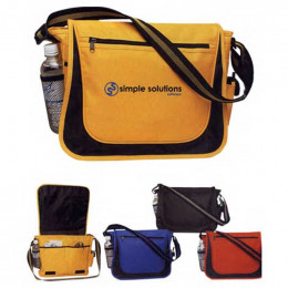 Messenger Bag with Matching Striped Handle Promotional Custom Imprinted With Logo