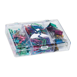 Rectangular Clear Case with Metallic Items Promotional Custom Imprinted With Logo