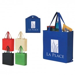 Non-Woven Foldable Shopper Tote Promotional Custom Imprinted With Logo Non-Woven Foldable Shopper Tote Promotional Custom Imprinted With Logo
