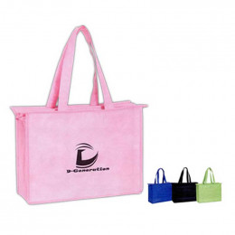 Non-Woven Zippered Tote Bag Promotional Custom Imprinted With Logo