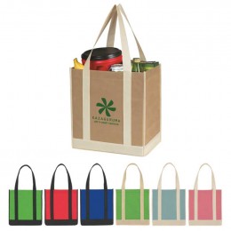 Small Thunder Two-Tone Shopper Tote Bag Promotional Custom Imprinted With Logo