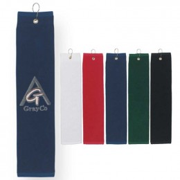 100% Cotton Tri-Fold Golf Towel Promotional Custom Imprinted With Logo