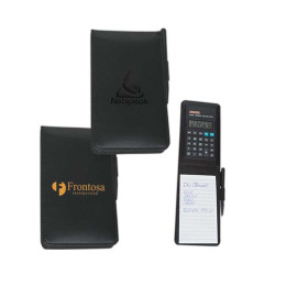 Leather Look Notebook with Calculator and Pen Promotional Custom Imprinted With Logo