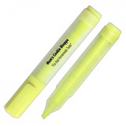Rectangular Highlighter with Frosted Barrel and Yellow Chisel Tip Promotional Custom Imprinted With Logo