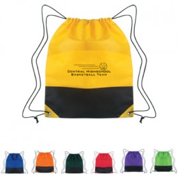 Non-Woven Two Tone Drawstring Sports Pack Promotional Custom Imprinted With Logo