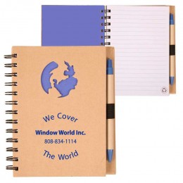 Recycle Die Cut Notebook: Globe Promotional Custom Imprinted With Logo