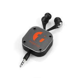 Premium Retractable Headphones by Sourcery Promotional Custom Imprinted With Logo
