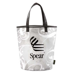 Laminated Basket Swirl Tote Promotional Custom Imprinted With Logo Laminated Basket Swirl Tote Promotional Custom Imprinted With Logo