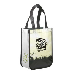 Laminated Non-Woven Small Shopper Tote with Grass Design Promotional Custom Imprinted With Logo Laminated Non-Woven Small Shopper Tote with Grass Design Promotional Custom Imprinted With Logo