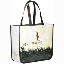 Laminated Non-Woven Large Shopper Tote Promotional Custom Imprinted With Logo Laminated Non-Woven Large Shopper Tote Promotional Custom Imprinted With Logo