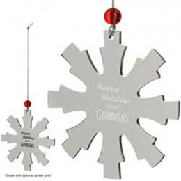 Silver Snowflake Ornament Promotional Custom Imprinted With Logo