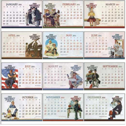 Desk Tent Calendar - The Saturday Evening Post - Large Promotional Custom Imprinted With Logo