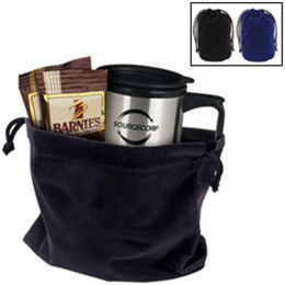 Stainless Trip Mug & Velvet Gift Bag Promotional Custom Imprinted With Logo