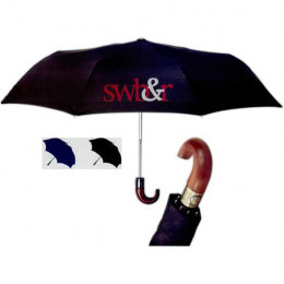 Wood-Handle Classic Automatic Folding Umbrella Promotional Custom Imprinted With Logo