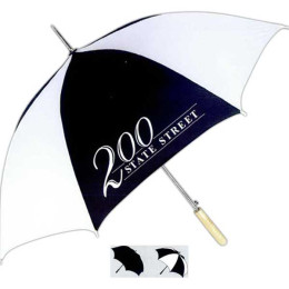 48" Auto-Open Umbrella with Wood Handle Promotional Custom Imprinted With Logo 48" Auto-Open Umbrella with Wood Handle Promotional Custom Imprinted With Logo