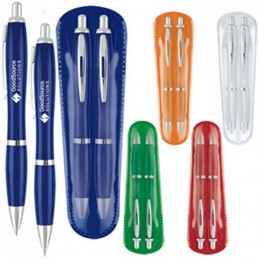 Bold Curvaceous Pen/Pencil Set Promotional Custom Imprinted With Logo