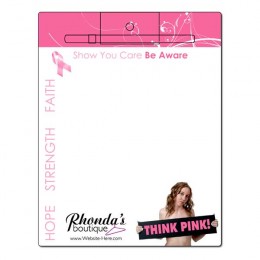 Laminated Memo Board - Magnetic - 8 1/2 x 11 - Awareness - Pink Design Promotional Custom Imprinted With Logo