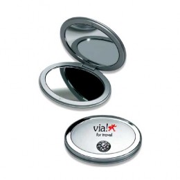 Silver Swarovski Compact Mirror Promotional Custom Imprinted With Logo