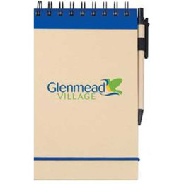 V Natural Kraft Steno with Pen Promotional Custom Imprinted With Logo