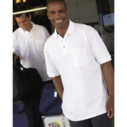 Anvil Cotton Deluxe Pique Sport Shirt with Pocket - White Promotional Custom Imprinted With Logo