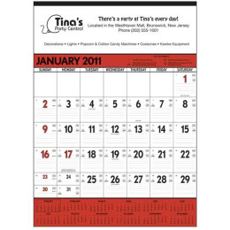 Wall Calendar - Red & Black Promotional Custom Imprinted With Logo