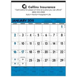 Wall Calendar - Blue & Black Promotional Custom Imprinted With Logo