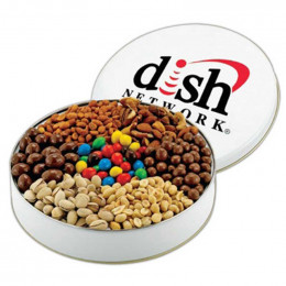 Small 7-Way Nut Lovers Tin Promotional Custom Imprinted With Logo