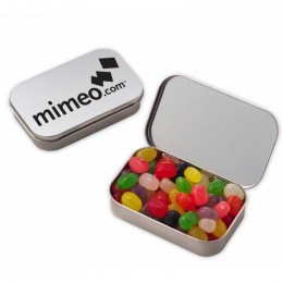 Large Hinged Tin with Jelly Beans Promotional Custom Imprinted With Logo