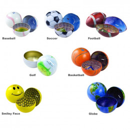 Large Sports Tin w/ 4 Bags of Assorted Popcorn Promotional Custom Imprinted With Logo