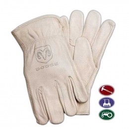 Unlined Beige Grain Cowhide Leather Gloves Promotional Custom Imprinted Logo