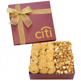 The Chairman Gift Box - Caramel Popcorn & Cookies Promotional Custom Imprinted With Logo