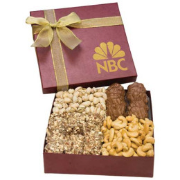 The Chairman Gift Box - Almond Butter Crunch, Cashew Turtles, Cashews, Pistachios Promotional Custom Imprinted With Logo
