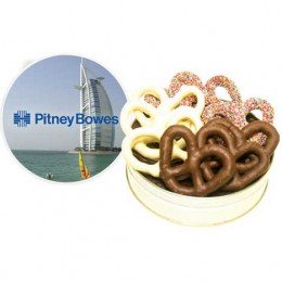 The Grand Pretzel Tin Promotional Custom Imprinted With Logo