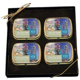 4 Small Mint Tin Gift Set Promotional Custom Imprinted With Logo