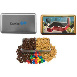 Large Rectangle Tin - Plain & Peanut M&Ms Promotional Custom Imprinted With Logo