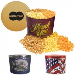 Two Way Two Gallon Popcorn Tin Promotional Custom Imprinted With Logo