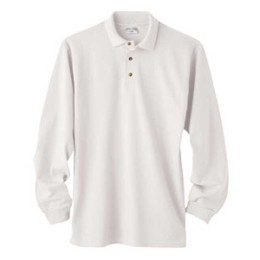 Anvil Cotton Deluxe Long-Sleeve Pique Sport Shirt - White Promotional Custom Imprinted With Logo