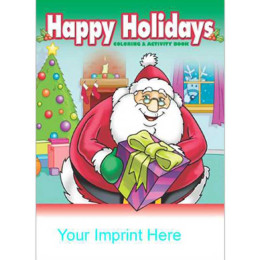 Coloring & Activity Book: Happy Holidays Promotional Custom Imprinted With Logo
