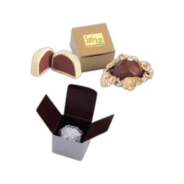 Truffle Box with 1 Belgian Chocolate Hazelnut Truffle Promotional Custom Imprinted With Logo