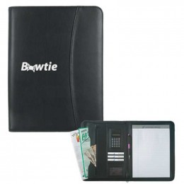 Leather Look Zippered Portfolio w/Calculator Promotional Custom Imprinted With Logo