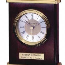 Debutante Rosewood Clock Promotional Custom Imprinted With Logo