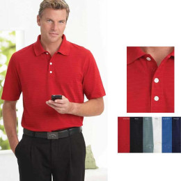Pique Textured Stripe Polo Promotional Custom Imprinted With Logo