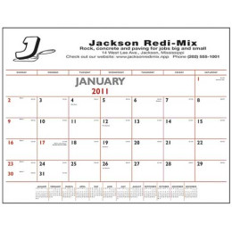 Desk Pad Calendar - Red & Black Promotional Custom Imprinted With Logo